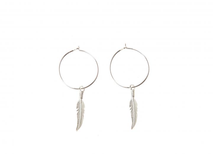 Hoop charm earrings feather