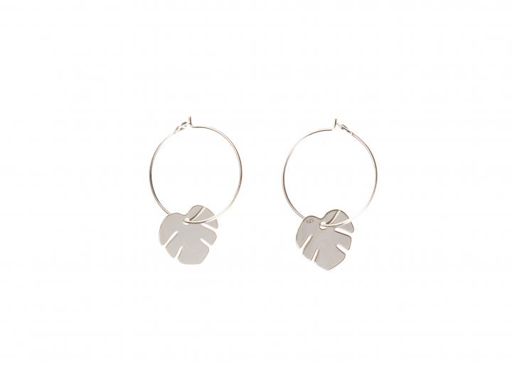 Hoop charm earrings monstera