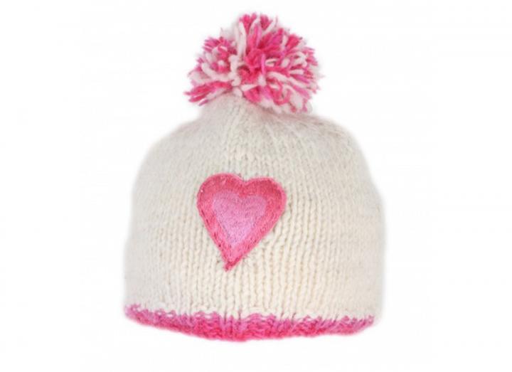 Kids heart bobble beanie