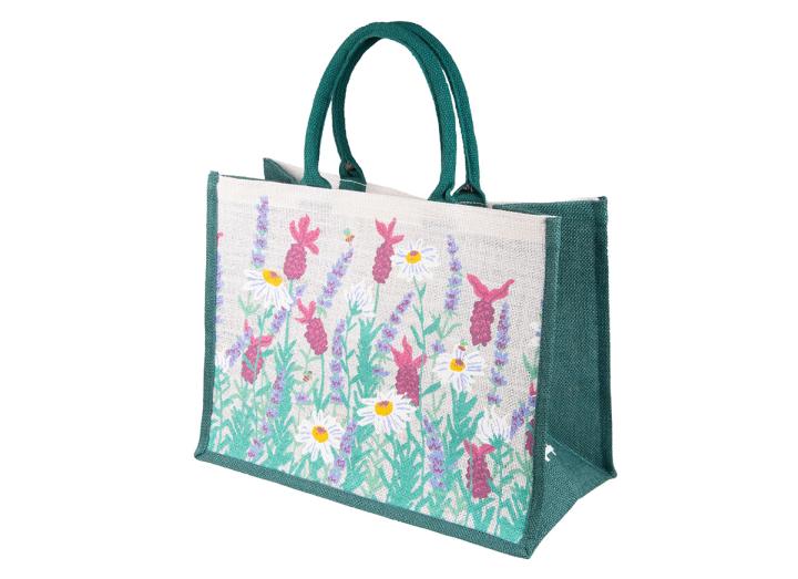 Large jute bag lavender & daisies
