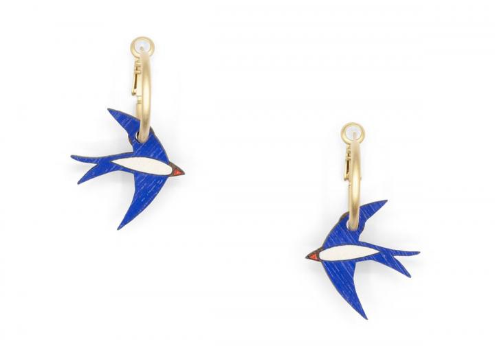 Navy blue swallow earrings