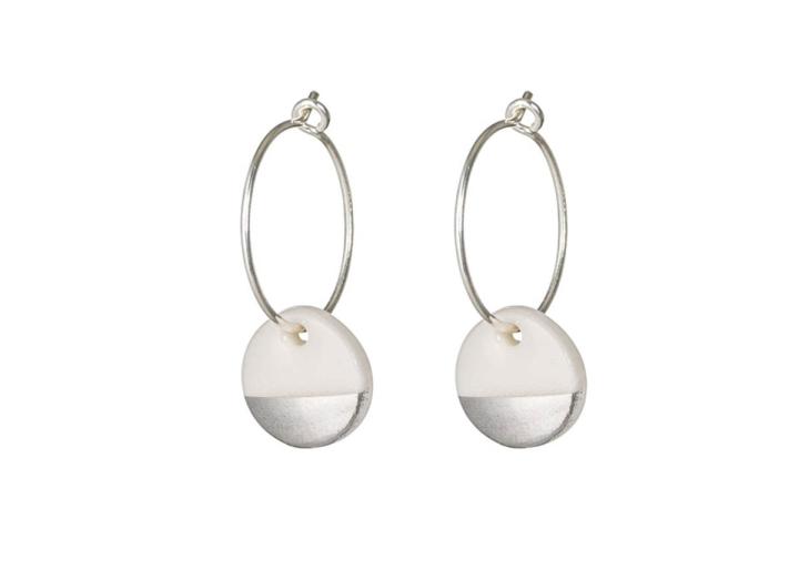 Porcelain silver dipped earrings