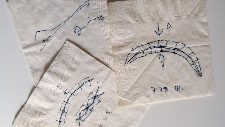 Sketch of Eden Project Biomes on a handkerchief
