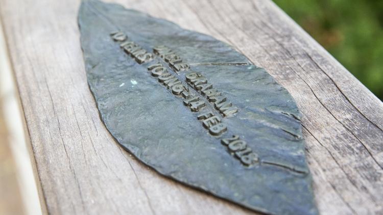 Cocoa bronze leaf with inscription