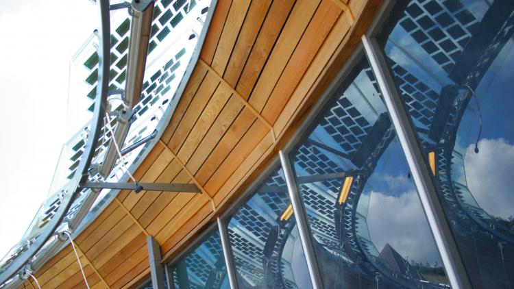 Solar roof on the Core building at Eden Project