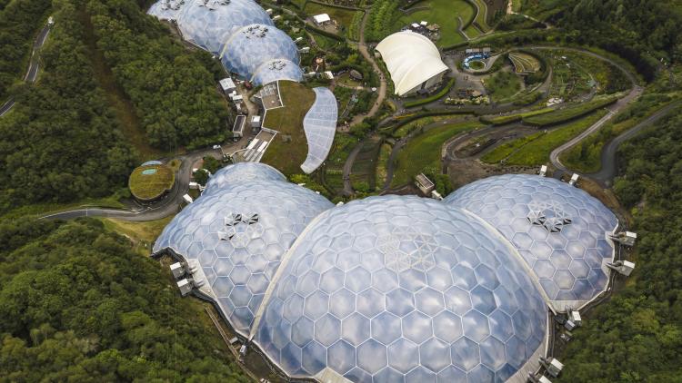 Aerial view of the Eden Project Biomes