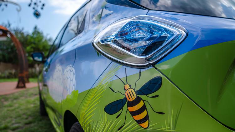 Electric car decorated with a bee