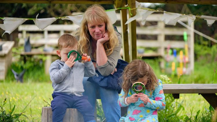 Grandparent with her grandchildren