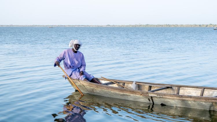 Person on boat on Lake Chad