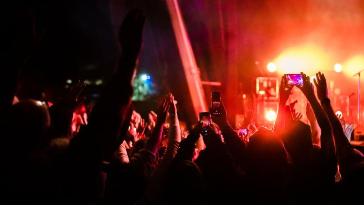 Crowd's hands in the air at an Eden Session gig