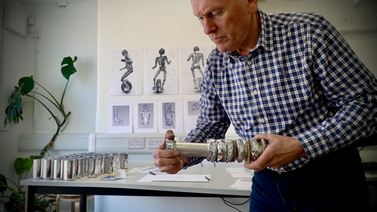 John Jostins creating his aluminium sculpture