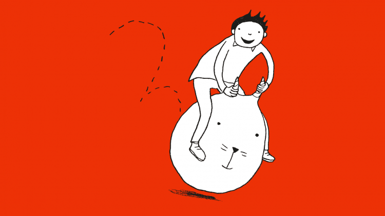 Illustration of Tom Gates on a space hopper