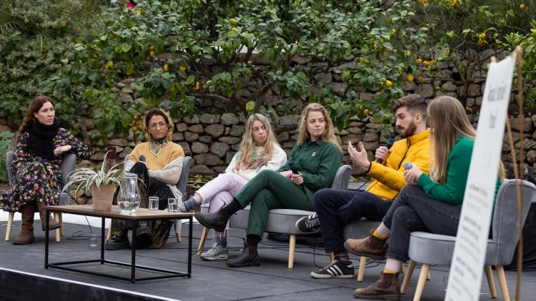 Reclaim 2023 Climate Anxiety Q&A Panel, speakers on a stage