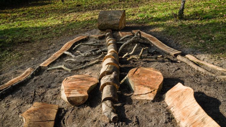 Giant stick skeleton sculpture