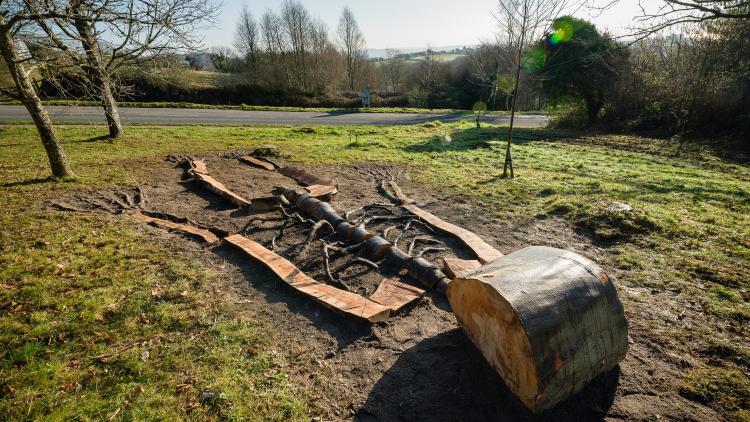 Giant stick skeleton sculpture