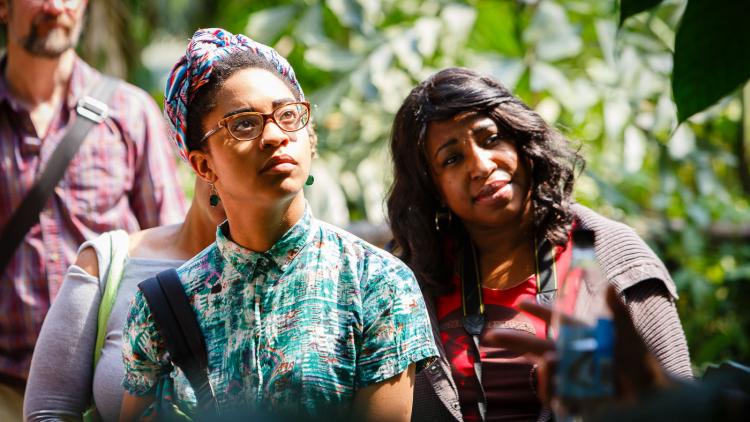 Women looking interested in Eden Project Rainforest