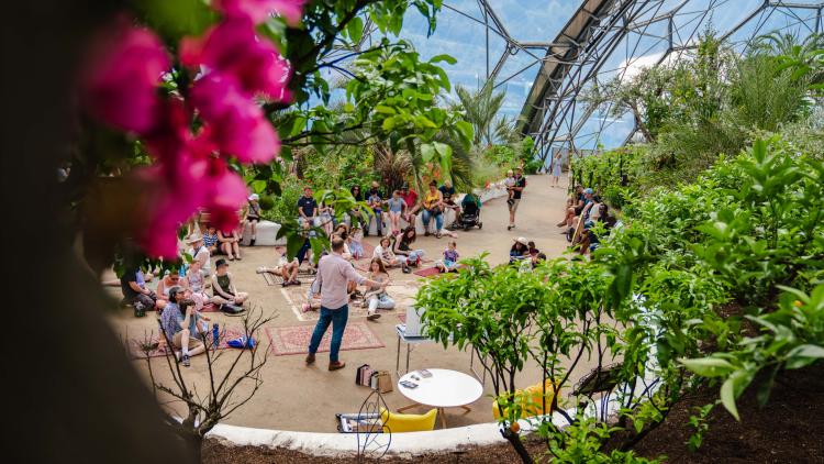 Author giving a talk in the Mediterranean Biome