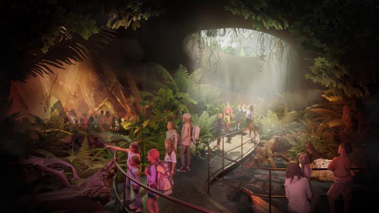CGI image of visitor experience inside proposed Eden Project Dundee
