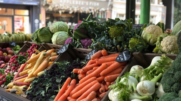 Fruit and vegetables at a market stall