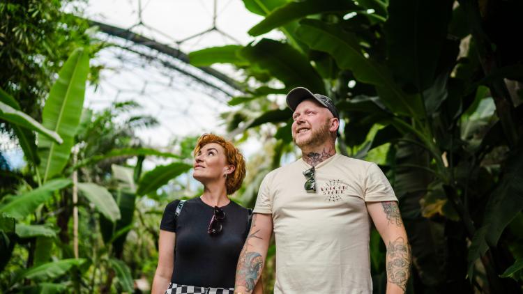 Couple inside Rainforest Biome at the Eden Project
