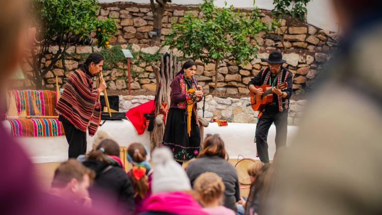 Traditional South American musicians performing at the Eden Project