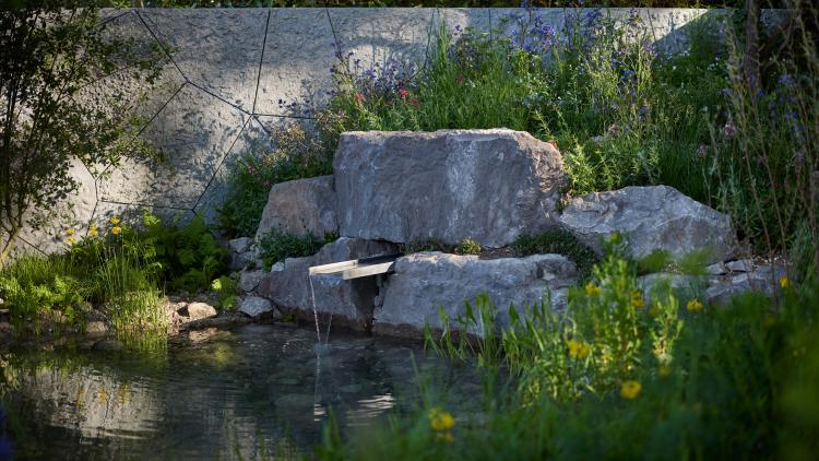 Water feature in The Eden Project: Bring Me Sunshine Garden