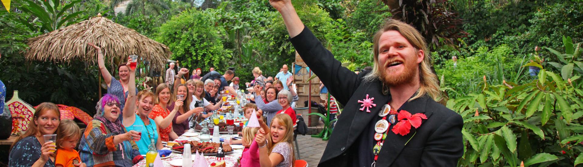 Community celebration in the Rainforest Biome