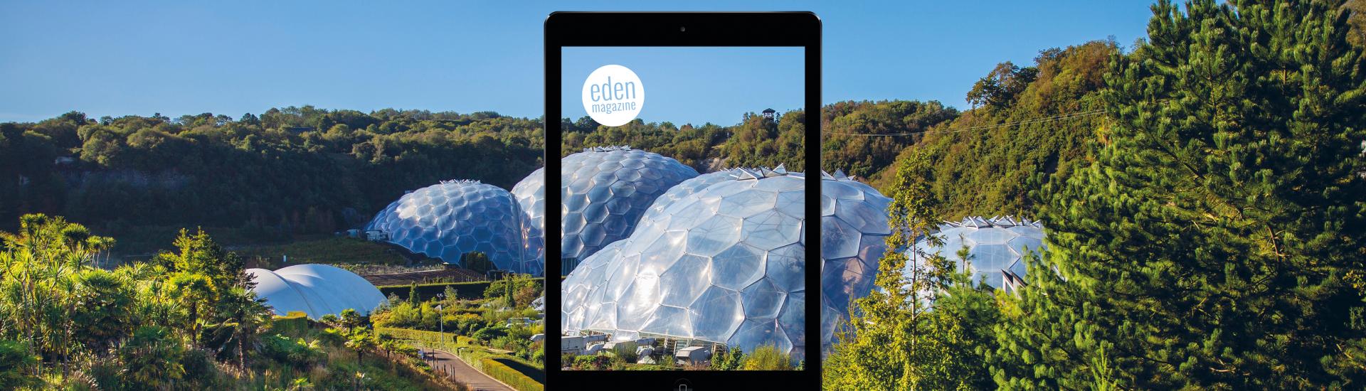 iPad in front of the Eden Project