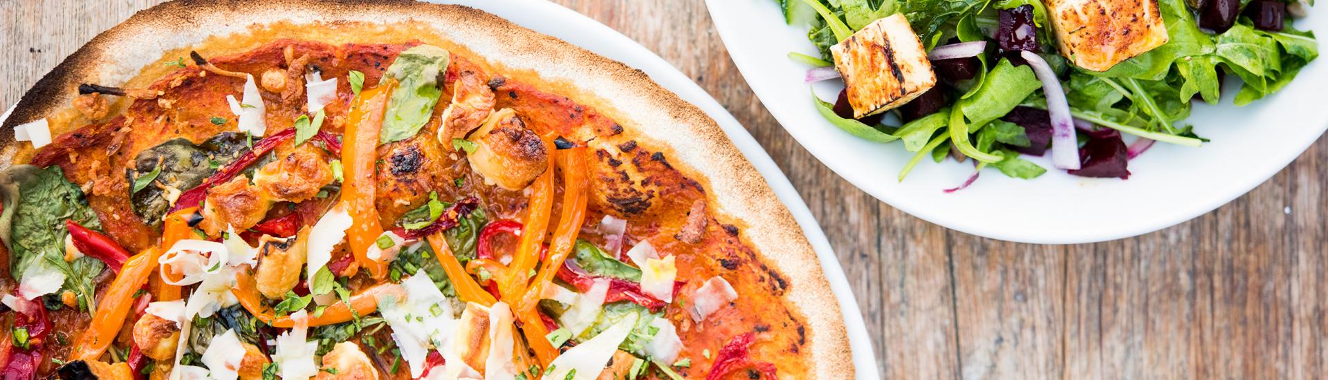 Pizza and salad