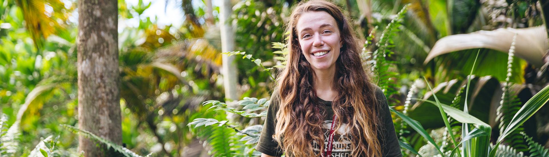 A close up of one of our team members in the Rainforest biome 