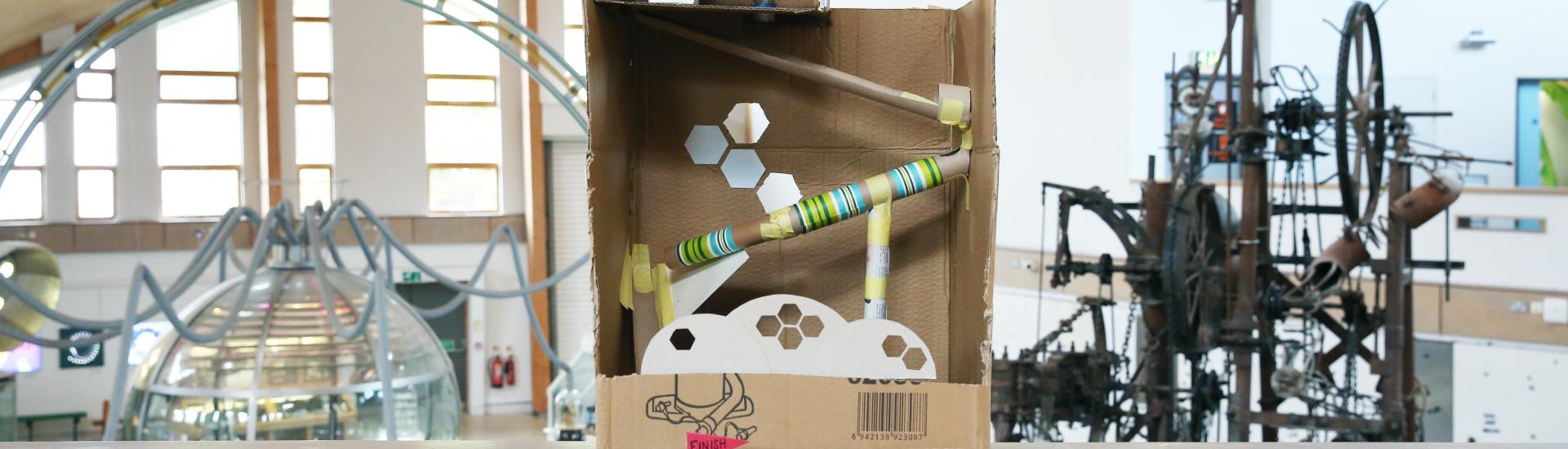 A picture of our recycled marble run made out of cardboard