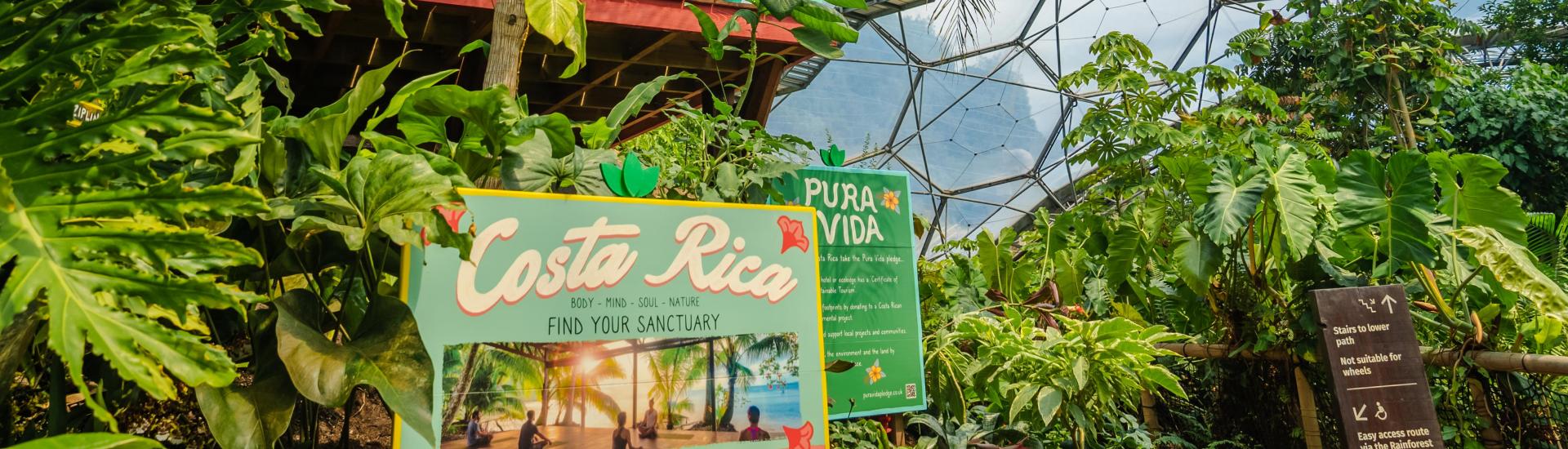 Costa Rica Eco Lodge at the Eden Project with Living Landscapes General Technician Isaac Bridet, who helped build the lodge