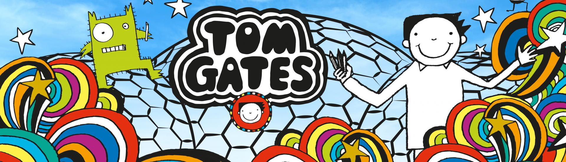 Illustration of Tom Gates at the Eden Project surrounded by doodles