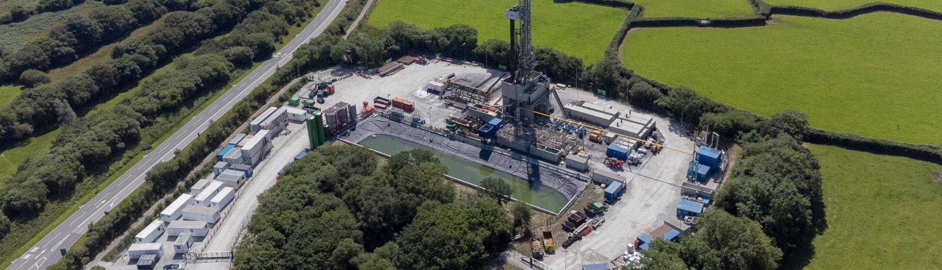 Aerial view of the Eden Project's geothermal plant