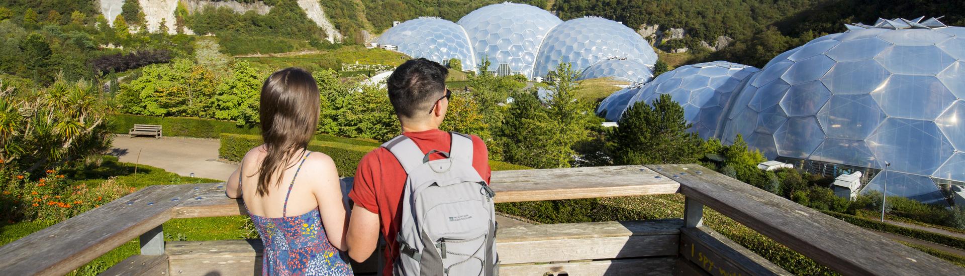 Young couple on Eden Project viewing platform