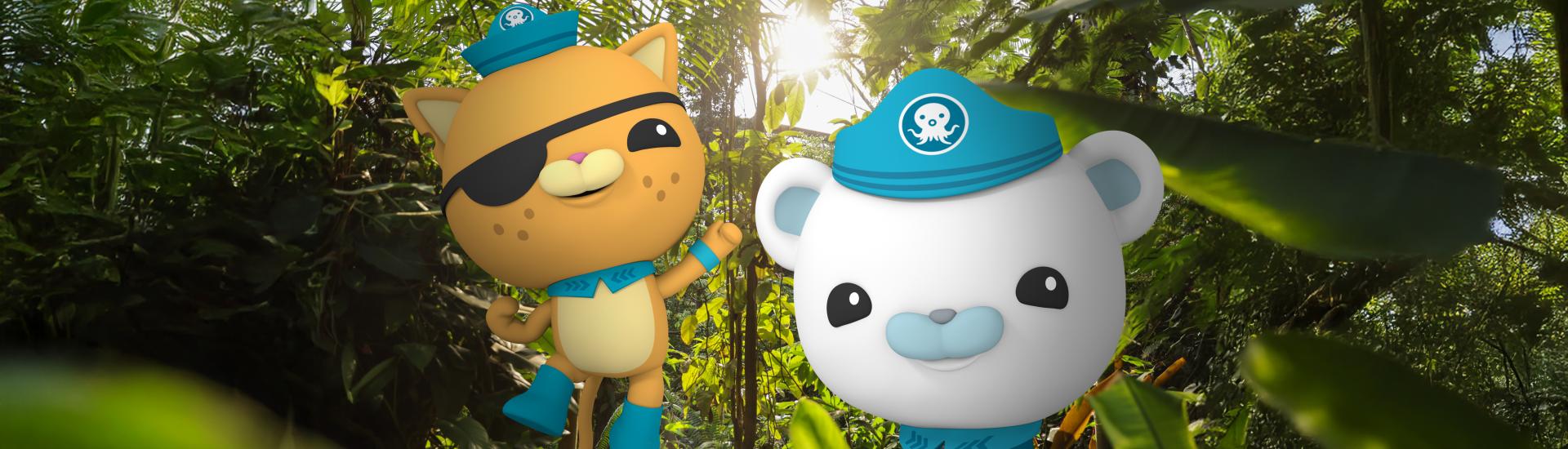 Octonauts characters in the jungle at the Eden Project